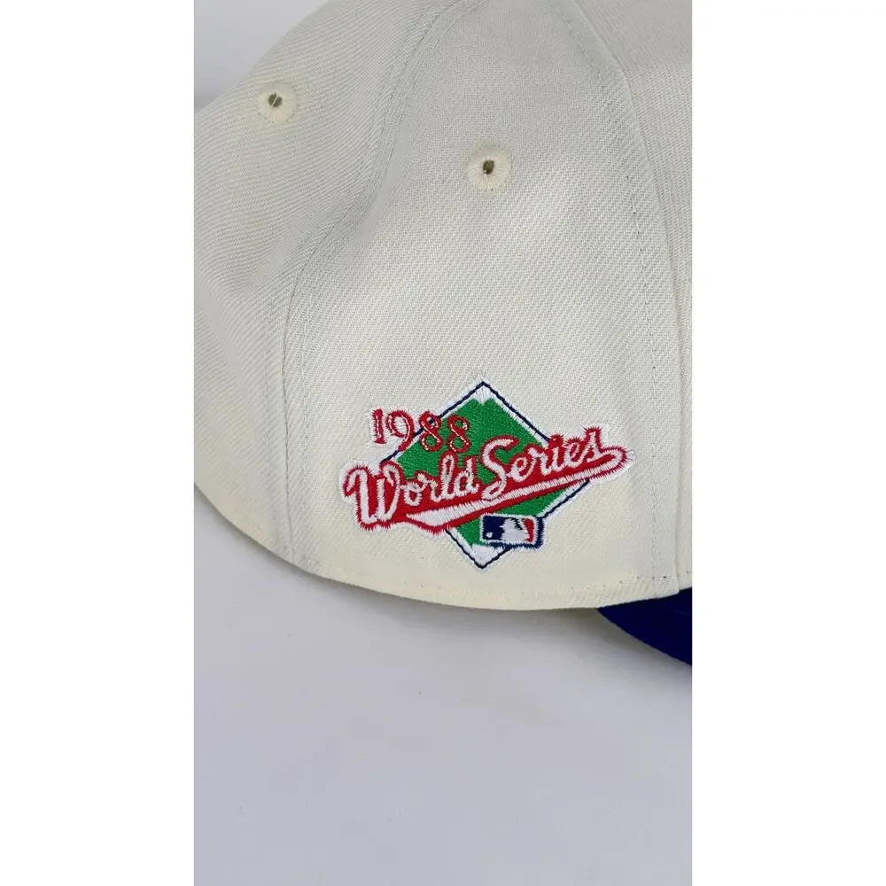 New Era Los Angeles Dodgers Team 59FIFTY Cap Hat Cream Royal Blue Fitted 7 3/8